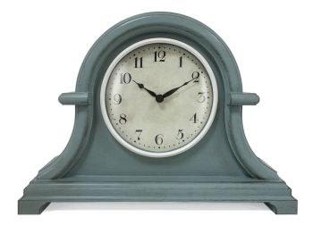 Aged Teal Mantle Clock - L32 x W8.5 x H23 cm