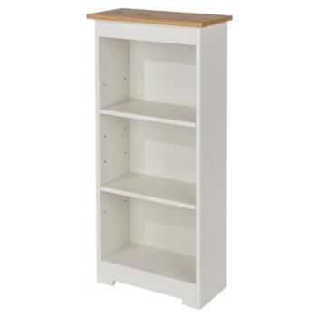 Colorado Low Narrow Bookcase - MDF/MDP - 44 x 21.5 x 100 cm - Soft White/Oak