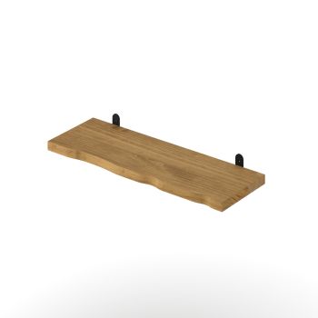 Chunky Live Edge Shelf with "L" Metal Bracket Kit - Pine - L20 x W60 x H2.5 cm - Antique Wax