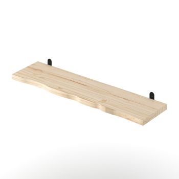 Chunky Live Edge Shelf with "L" Metal Bracket Kit - Pine - L20 x W90 x H2.5 cm - Pre-Sanded