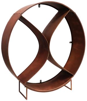 Circle Sculptural Log Storage - Metal - L30 x W110 x H116 cm - Natural Rust