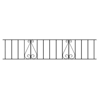 Classic Scroll Railing Panel - Solid Steel - Fits Gap of 1830 mm x 355 mm High - Electro Galvanised/Black Powder Coated