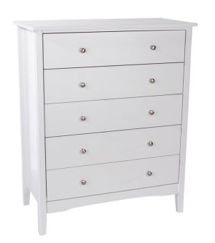 5 Drawer Chest - MDF - 83 x 43 x 101 cm - White