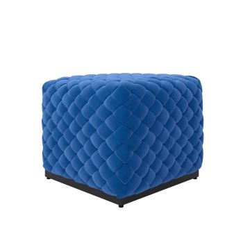 Colline Small Cobalt Pouffe - Velvet/Metal - L50 x W50 x H42 cm - Cobalt/Black - Fully Assembled