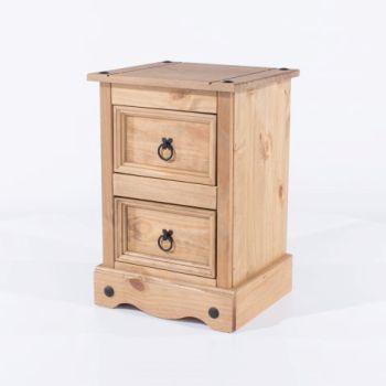 Corona 2 Drawer Petite Bedside Cabinet - Pine - 36 x 32 x 53.1 cm - Antique Waxed Pine