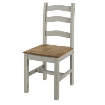 Corona Dining Chair - Set of 2 - Pine - L48 x W41.5 x H100 cm - Grey Waxed Pine