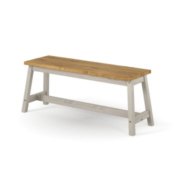 Live Edge Large Dining Bench - Pine - L31.5 x W122.5 x H45.5 cm - Grey/Antique Waxed Pine - Flat Packed