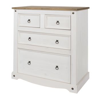 Corona White Washed & Waxed Effect Pine 2+2 Drawer Chest 