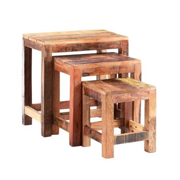 Coastal Nest of 3 Tables - Wood - L30 x W46 x H46 cm