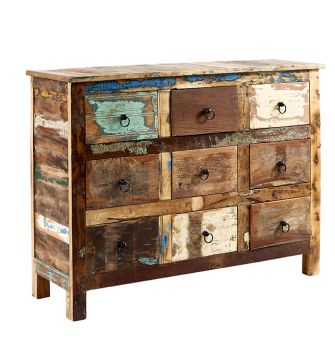 Coastal 9 Drawer Chest - Wood - L40 x W120 x H90 cm