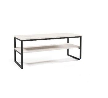 MILAN Laminate Coffee Table with Shelf - L40 x W100 x H40 cm - White