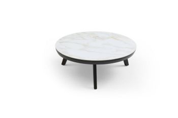 Romeo Sintered Stone Coffee Table with Metal Legs (Pack of 3) - L85 x W85 x H36.5 cm