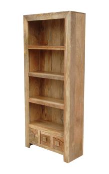 Dakota Large Bookcase - Mango Wood - L30 x W75 x H175 cm - Light Finish