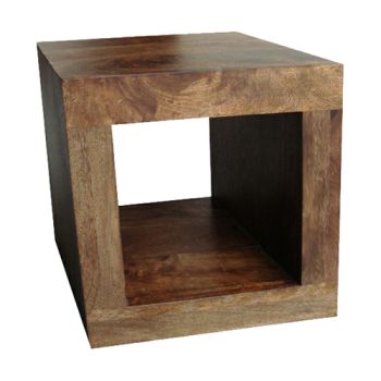 Dakota 1 Hole Display Unit - Mango Wood - L35 x W44 x H44 cm - Dark Finish