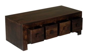 8 Draw Coffee Table - Mango Wood - L55 x W118 x H40 cm - Dark Finish