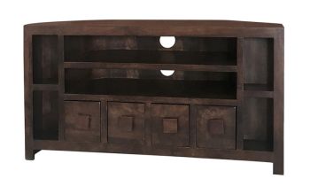 Dakota Plus Corner TV Unit - Mango Wood - L43 x W104 x H55 cm - Dark Finish