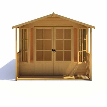 Delmora 8 x 14 Shiplap Summerhouse with Veranda - Wood - H2456 x W4186 x H2174 mm