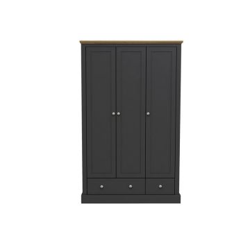 Devon 3 Door 2 Drawer Wardrobe - Particle Board - L57.7 x W112.9 x H181.6 cm - Charcoal