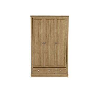 Devon 3 Door 2 Drawer Wardrobe - Particle Board - L56 x W112.9 x H181.5 cm - Oak
