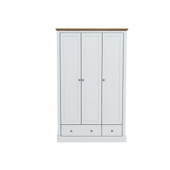 Devon 3 Door 2 Drawer Wardrobe - Particle Board - L56 x W112.9 x H181.5 cm - White