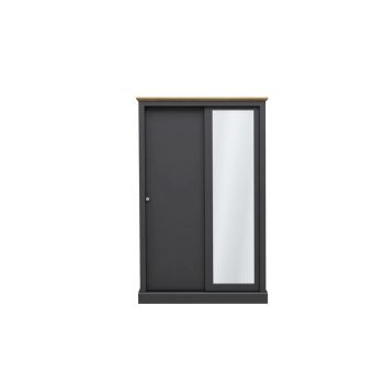 Devon 2 Door Sliding Wardrobe - Particle Board - L57.7 x W113.8 x H181.6 cm - Charcoal