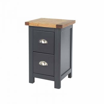 2 Drawer Petite Bedside Cabinet Luxurious Dark Carbon Finish