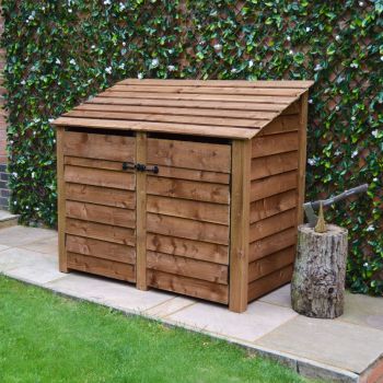 Cottesmore 4ft Log Store with Doors and Kindling Shelf - L80 x W150 x H128 cm - Rustic Brown