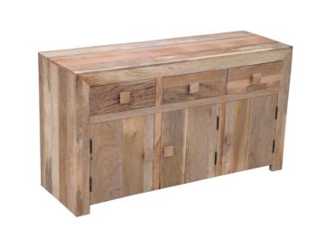 Dakota 3 Door 3 Drawer Sideboard - Mango Wood - L45 x W135 x H76 cm - Light Finish