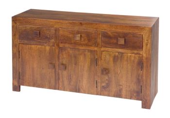 Dakota 3 Door 3 Drawer Sideboard - Mango Wood - L45 x W135 x H76 cm - Dark Finish