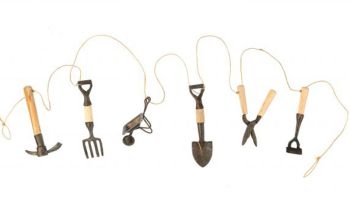 Decorative Handmade Garden Tool Garland - Wheelbarrow with gift box