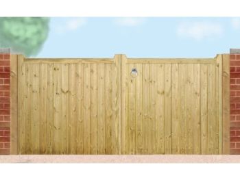 Drayton Square Top Low Double Driveway Gate - Pressure Treated Scandinavian Redwood - W3000 x H950 mm