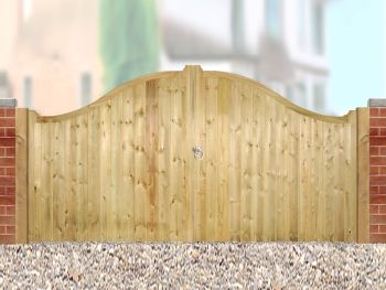 Drayton Low Shaped Top Double Gate - Pressure Treated Scandinavian Redwood - W3000 x H1250 mm