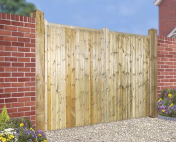 Drayton Square Top Tall Double Driveway Gate - Pressure Treated Scandinavian Redwood - W2400 x H1800 mm