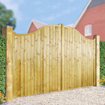 Drayton Tall Shaped Top Double Gate - Pressure Treated Scandinavian Redwood - W2400 x H1800 mm