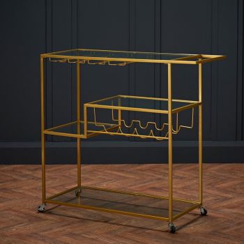 Porter Drinks Trolley - Metal - L40.5 x W101.5 x H95 cm - Gold