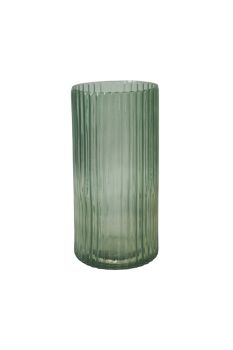 Daphne Ribbed Vase - Glass - L19 x W19 x H38 cm - Sage Green