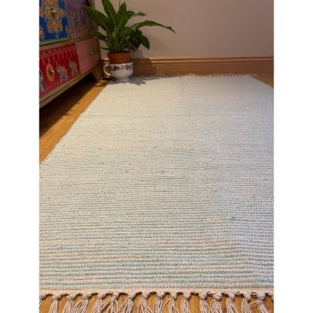Hush Hand Loomed Soft Rug in Muted Colours - Cotton - L75 x W120 cm - Duck Egg Blue