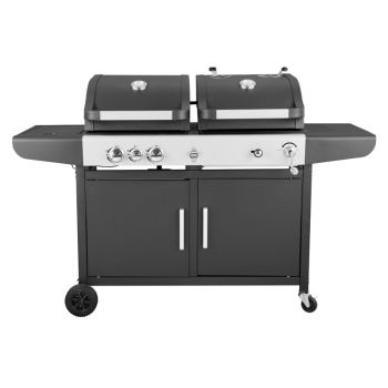 Callow Large Dual Fuel BBQ Grill - Steel - L170 x W57 x H112 cm - Black