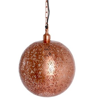 Rabat Rose Gold Hanging Lamp Ball with Hexa Etching, 40cm Dia.