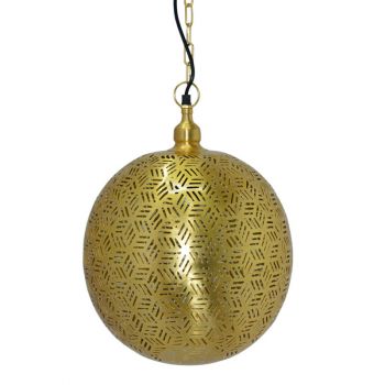 Agadir Gold Hanging Lamp Ball with Hexa Etching