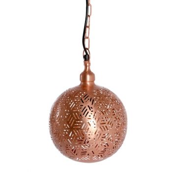 Rabat Rose Gold Hanging Lamp Ball with Hexa Etching, 20cm Dia.