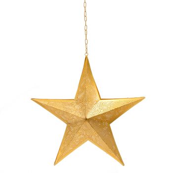 Christmas Gold Hanging Star Lamp with Square