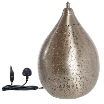 Fez Nickel Table Lamp Drop with Mesh Etching, 29cm Dia.