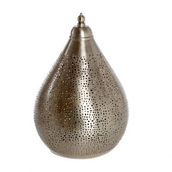 Fez Nickel Table Lamp Drop with Mesh Etching, 22cm Dia.