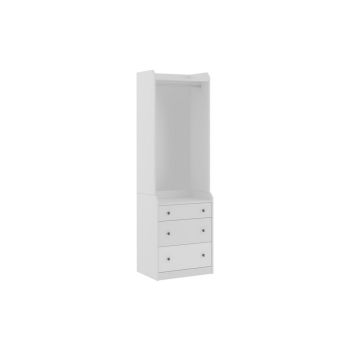 KUDL 3 Drawer Open Wardrobe - L46 x W62 x H200 cm - White - Assembly Required