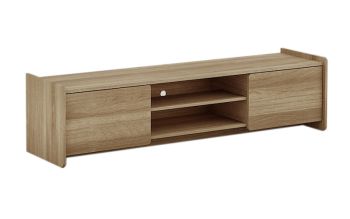 1.6m TV Cabinet - MFC/PVC Rattan - L39.5 x W159 x H39.5 cm - Light Oak