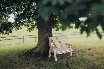 Ergonomical 2 Seater Bench, Wooden Garden Furniture - L75 x W120 x H105 cm - Partially Assembled