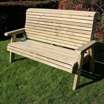 Ergonomic 3 Seat Bench, Wooden Garden Furniture - L75 x W170 x H105 cm - Fully Assembled - Set of Waterproof Cushions Included