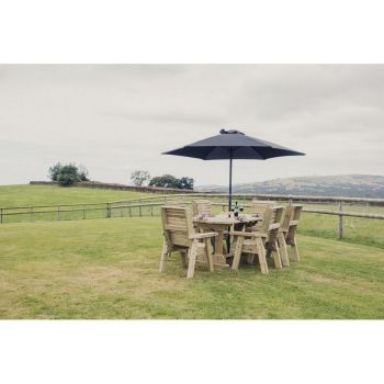 Ergo Table and Chair Set - with 6 Chairs - L250 x W290 x H105 cm - Minimal Assembly Required - Set of Waterproof Cushions Included