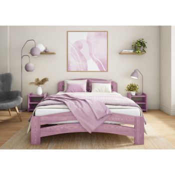 Dala Bed Frame 4 Feet 6 Inch - Wood - L197 x W143 x H80 cm - Purple Lilac